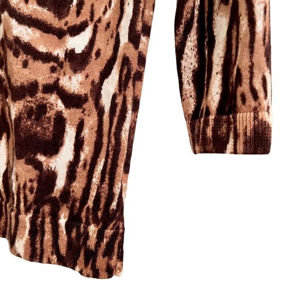 Talbots Merino Wool crew neck 3/4 sleeve animal print sweater SP Office cheetah - Picture 5 of 7